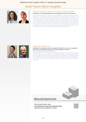 Vorschauseite 5: Pflegewissenschaft Heft 4-2025