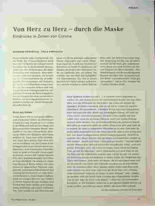 Vorschauseite 1: Von Herz zu Herz - durch die Maske: Eindrücke in Zeiten von Corona