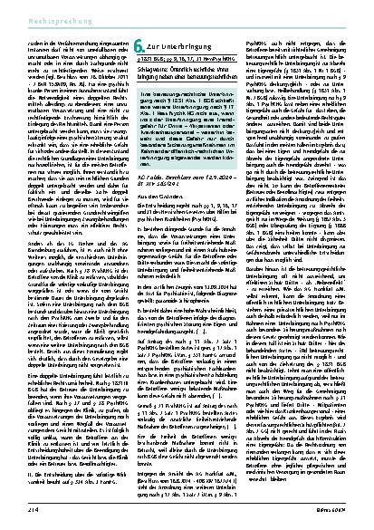 Vorschauseite 1: 6. Zur Unterbringung. Schlagworte: Öffentlich-rechtliche Unterbringung neben einer betreuungsrechtlichen.