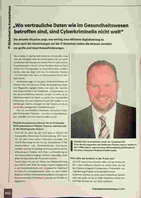 Vorschauseite 1: „Wo vertrauliche Daten wie im Gesundheitswesen betroffen sind, sind Cyberkriminelle nicht weit.“