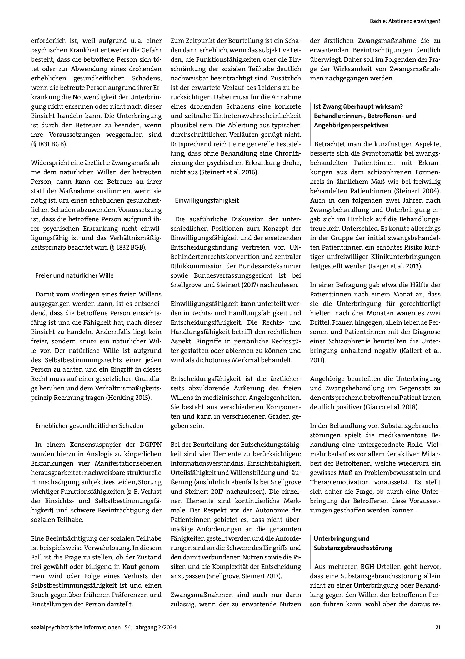 Vorschauseite 3: Abstinenz erzwingen? Kritische Auseinandersetzung mit freiheitsentziehenden Maßnahmen bei Personen mit Psychose und komorbider Substanzgebrauchsstörung