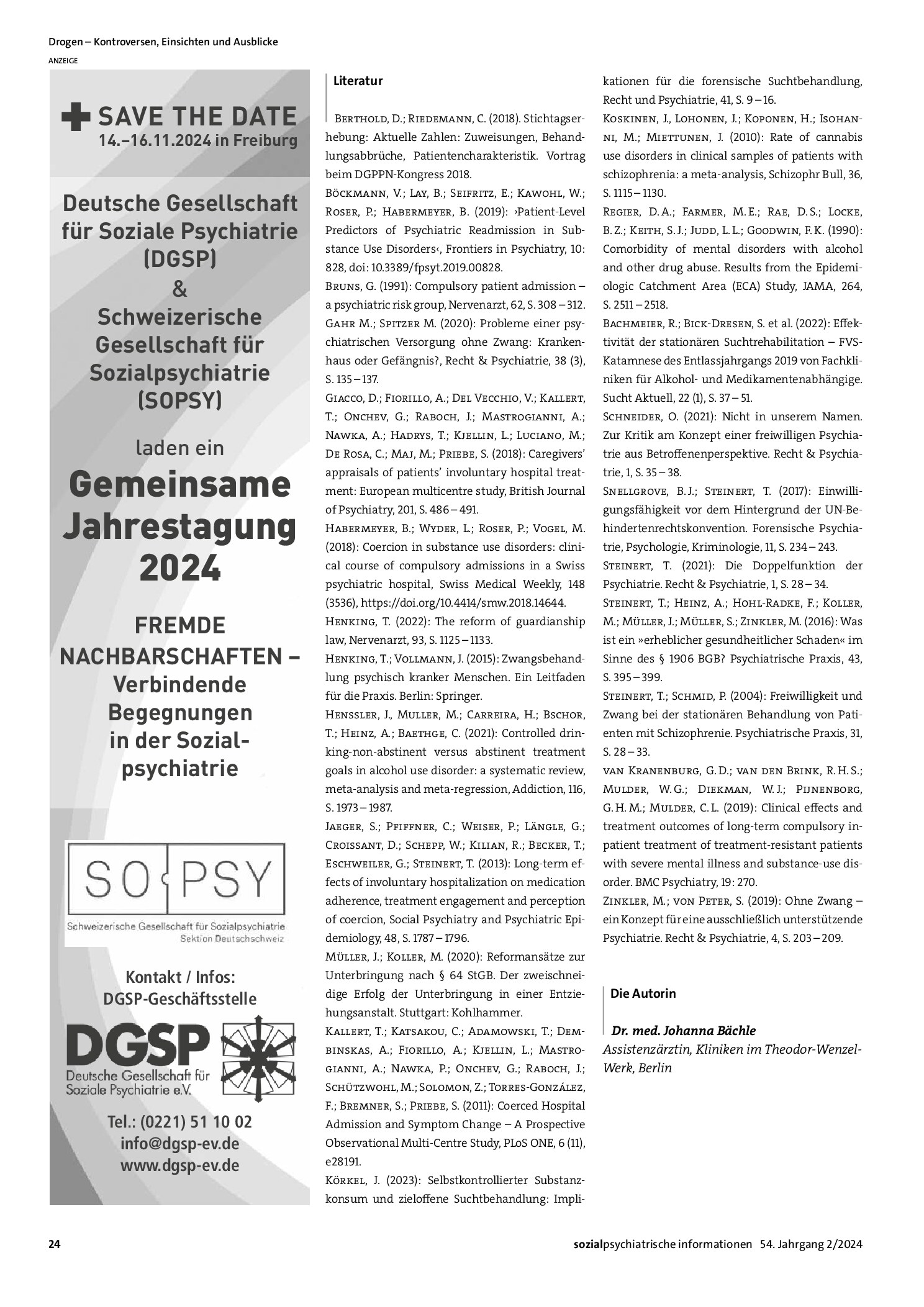 Vorschauseite 6: Abstinenz erzwingen? Kritische Auseinandersetzung mit freiheitsentziehenden Maßnahmen bei Personen mit Psychose und komorbider Substanzgebrauchsstörung