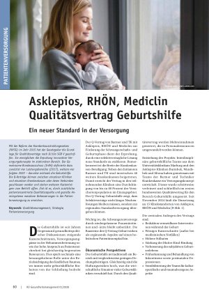 Vorschauseite 1: Asklepios, RHÖN, Mediclin Qualitätsvertrag Geburtshilfe Ein neuer Standard in der Versorgung
