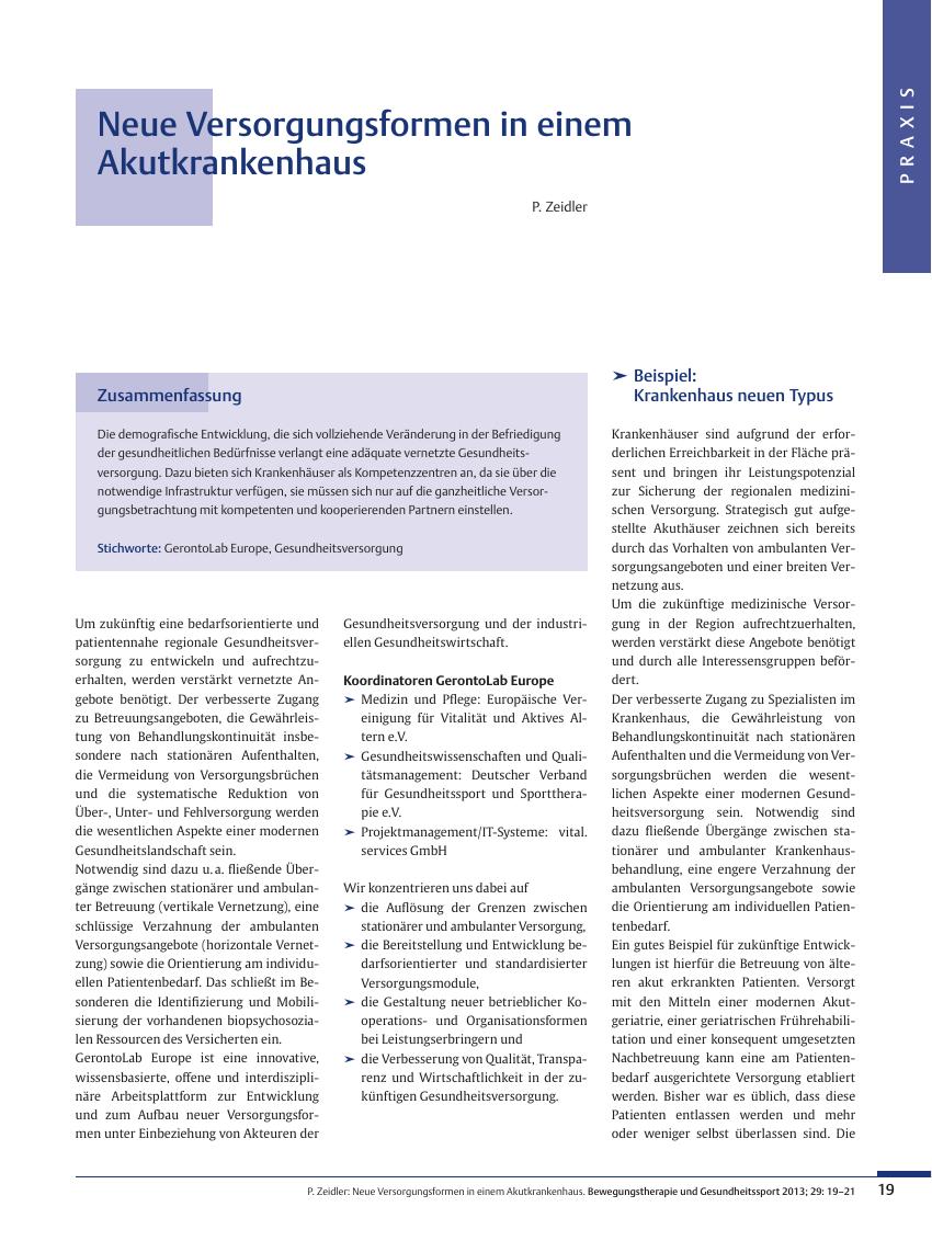 Vorschauseite 1: Neue Versorgungsformen in einem Akutkrankenhaus