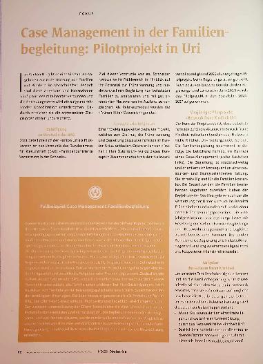 Vorschauseite 1: Case Management in der Familienbegleitung: Pilotprojekt in Uri