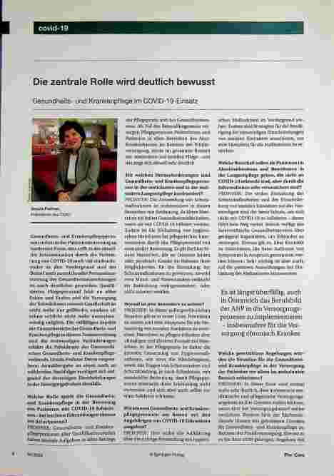 Vorschauseite 1: Die zentrale Rolle wird deutlich bewusst Gesundheitsund Krankenpflege im COVID-19-Einsatz. Correction: Die zentrale Rolle wird deutlich bewusst Gesundheitsund Krankenpflege im COV…