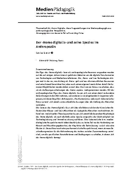 Vorschauseite 1: Der „Homo digitalis“ und seine Spezies im Anthropozän