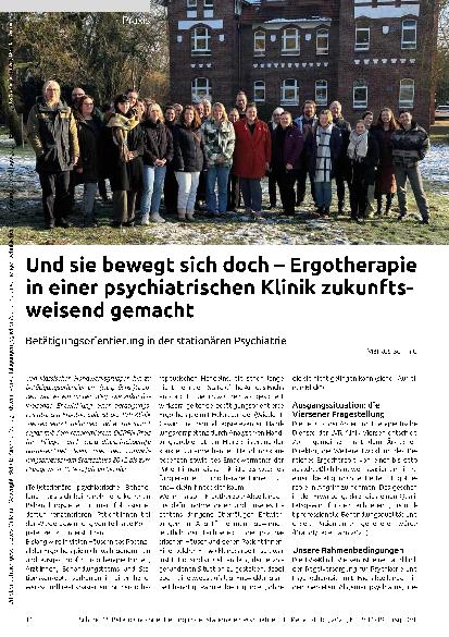 Vorschauseite 1: Und sie bewegt sich doch - Ergotherapie in einer psychiatrischen Klinik zukunftsweisend gemacht