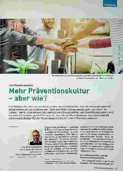 Vorschauseite 1: Den Wandel gestalten. Mehr Präventionskultur - aber wie?