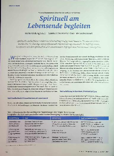 Vorschauseite 1: Spirituell am Lebensende begleiten Weiterbildung SpECi - Spiritual/Existential Care interprofessionell