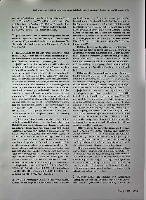Vorschauseite 4: Zum Beamtenrecht Rehabilitierungsinteresse bei abgelehnter „Entfristung" des Beamtenverhältnisses auf Zeit