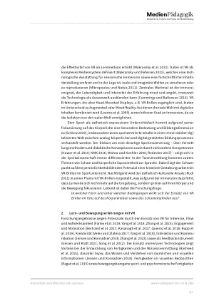 Vorschauseite 3: ‹Es ist, als wäre ich in meiner eigenen Welt› Körpererleben in einer persönlichkeitsbildenden Tanzvermittlung mit VR