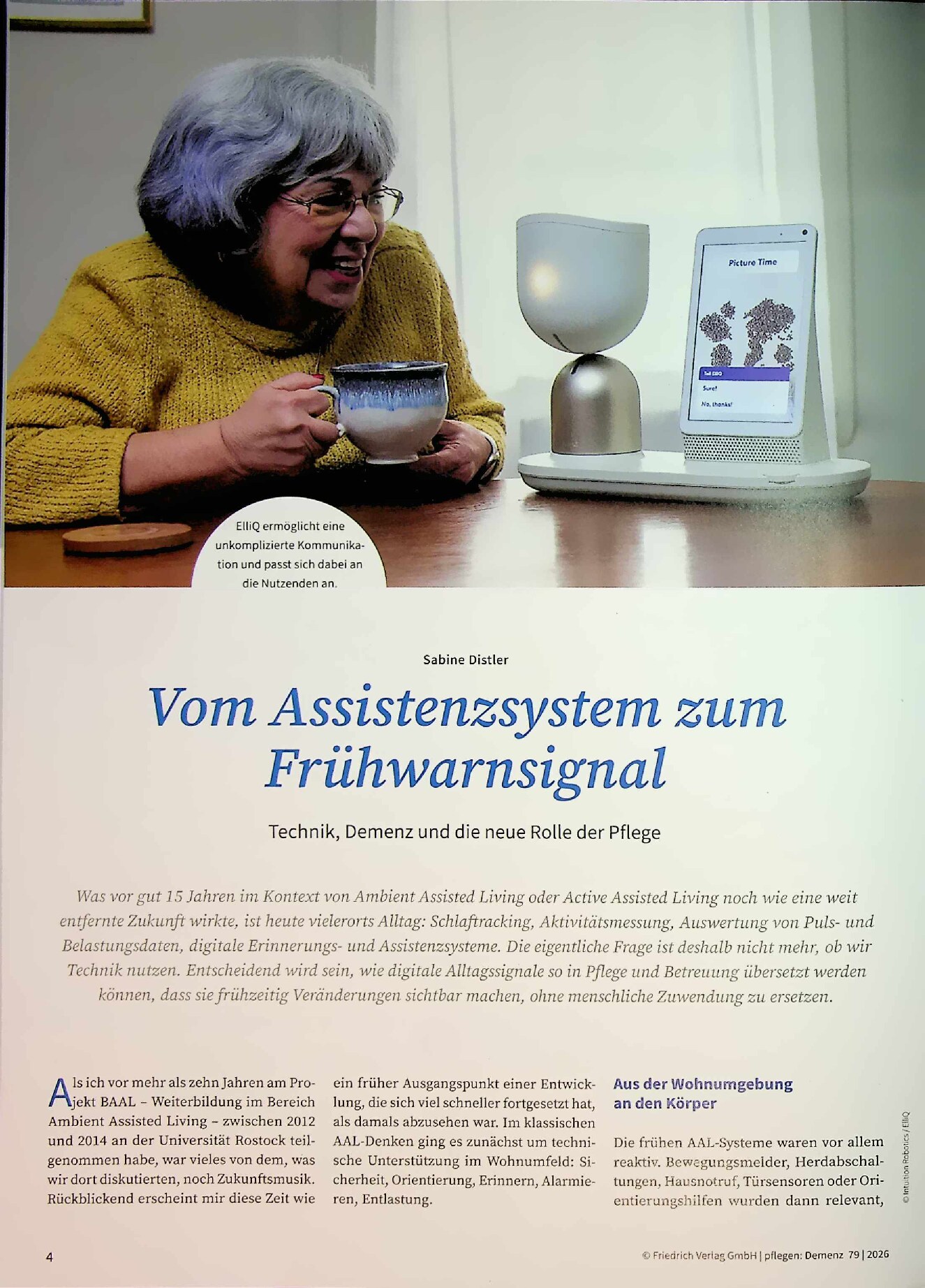 Vorschauseite 1: Vom Assistenzsystem zum Frühwarnsignal: Technik, Demenz und die neue Rolle der Pflege