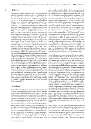 Vorschauseite 2: Psychiatrische Nachsorgeambulanz für aus dem Justizvollzug entlassene psychisch kranke Gefangene – eine empirische Bestandsaufnahme