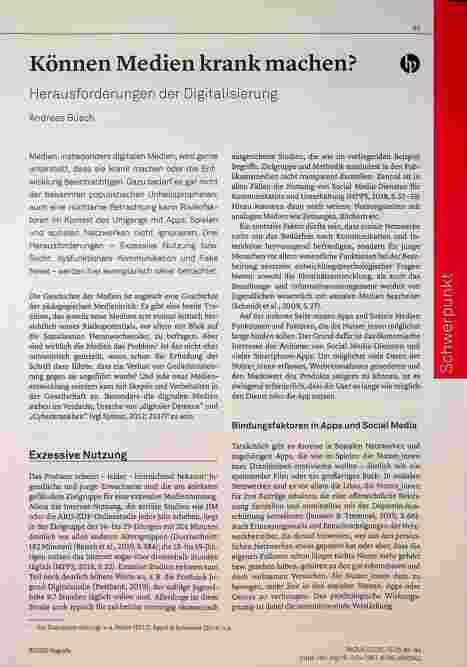 Vorschauseite 1: Können Medien krank machen? Herausforderungen der Digitalisierung.