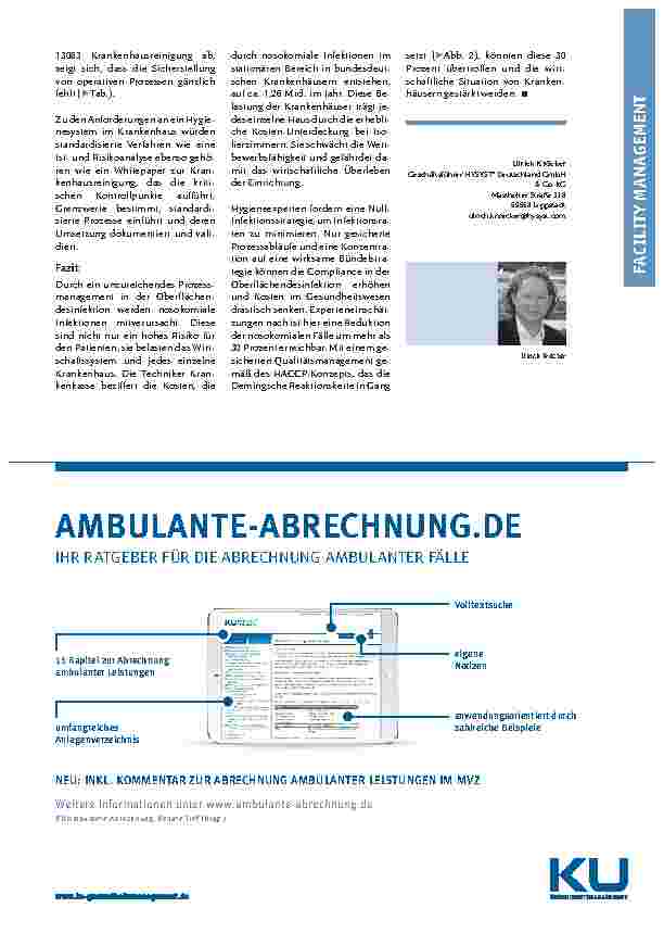 Vorschauseite 4: Flächendesinfektionsmanagement im Krankenhaus. Hygienekritische Kontrollpunkte und Dokumentationen gehören in den Mittelpunkt einer gesicherten Oberflächendesinfektion.