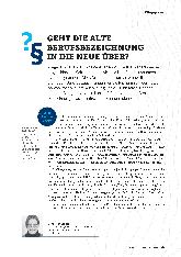 Vorschauseite 1: ? Geht die alte Berufsbezeichnung in die Neue über?
