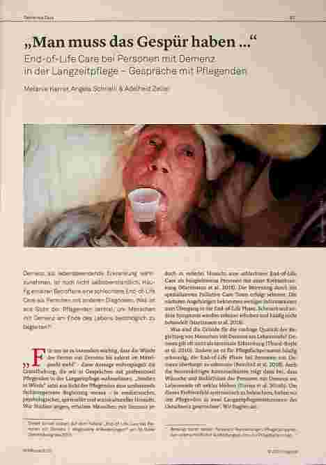 Vorschauseite 1: „Man muss das Gespür haben End-of-Life Care bei Personen mit Demenz in der Langzeitpflege - Gespräche mit Pflegenden.“