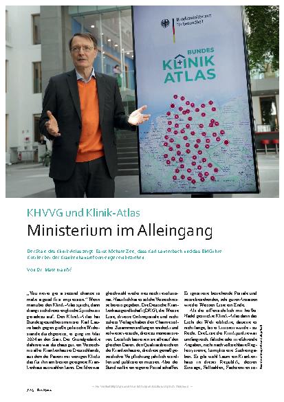 Vorschauseite 1: KHVVG und Klinik-Atlas Ministerium im Alleingang