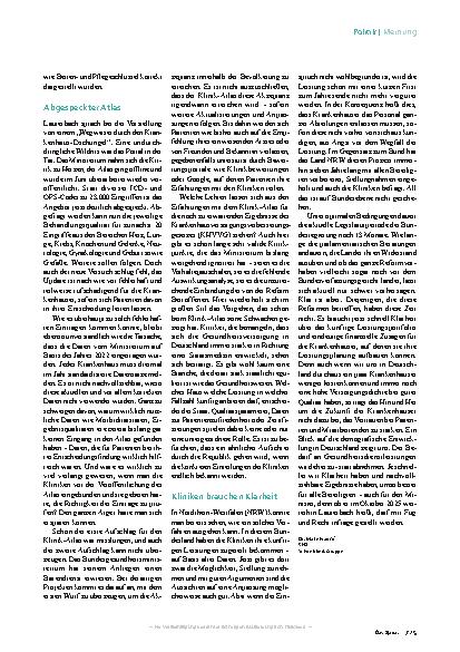 Vorschauseite 2: KHVVG und Klinik-Atlas Ministerium im Alleingang
