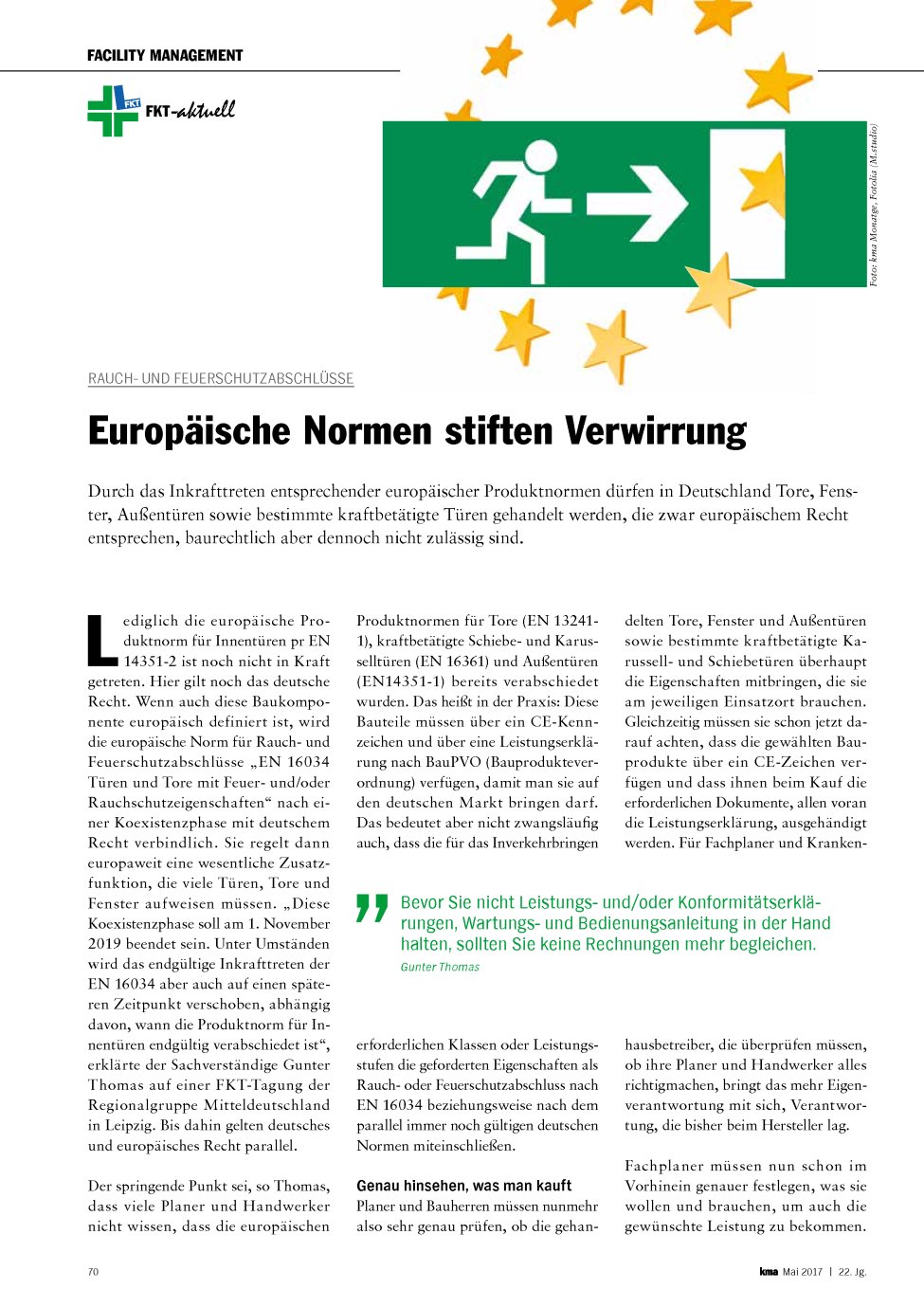 Vorschauseite 1: Rauchund Feuerschutzabschlüsse: Europäische Normen stiften Verwirrung