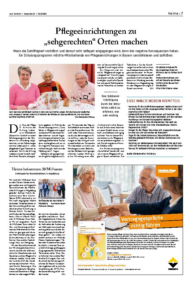 Vorschauseite 1: Pflegeeinrichtungen zu „sehgerechten“ Orten machen