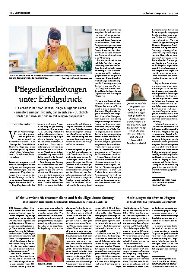 Vorschauseite 1: Pflegedienstleitungen unter Erfolgsdruck