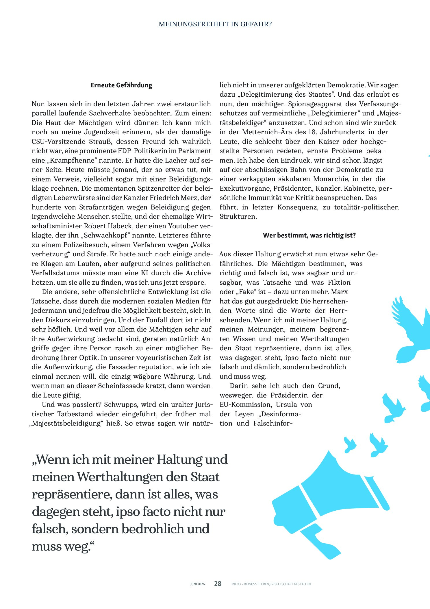 Vorschauseite 3: Die Gedanken sind frei. Wie lange noch?