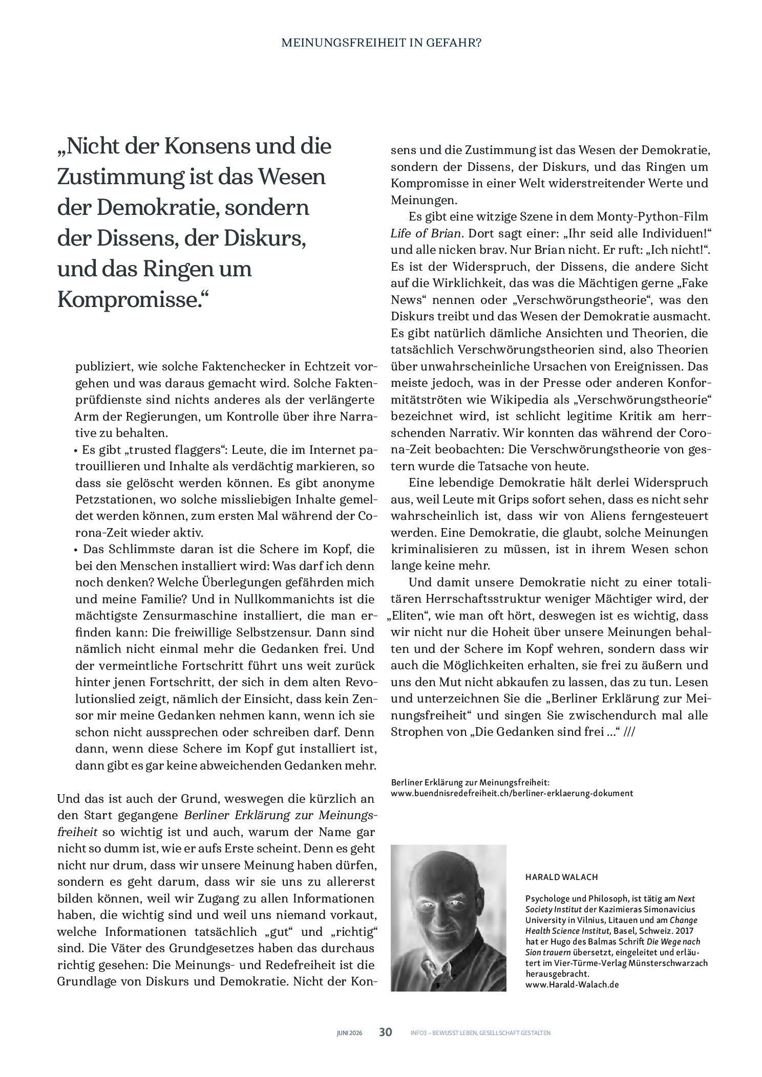 Vorschauseite 5: Die Gedanken sind frei. Wie lange noch?