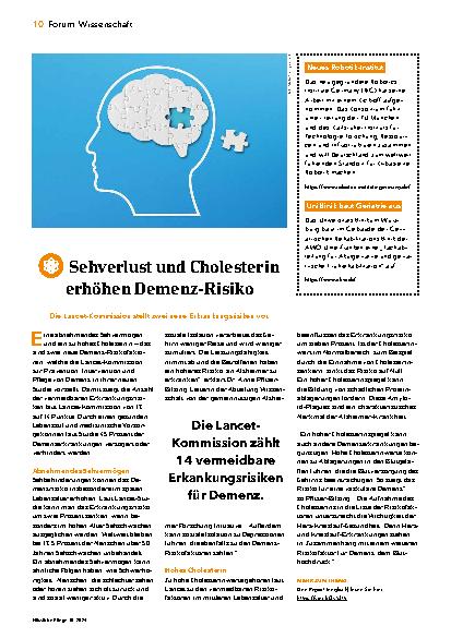 Vorschauseite 1: Sehverlust und Cholesterin erhöhen Demenzrisiko