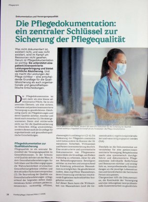 Vorschauseite 1: Die Pflegedokumentation: ein zentraler Schlüssel zur Sicherung der Pflegequalität