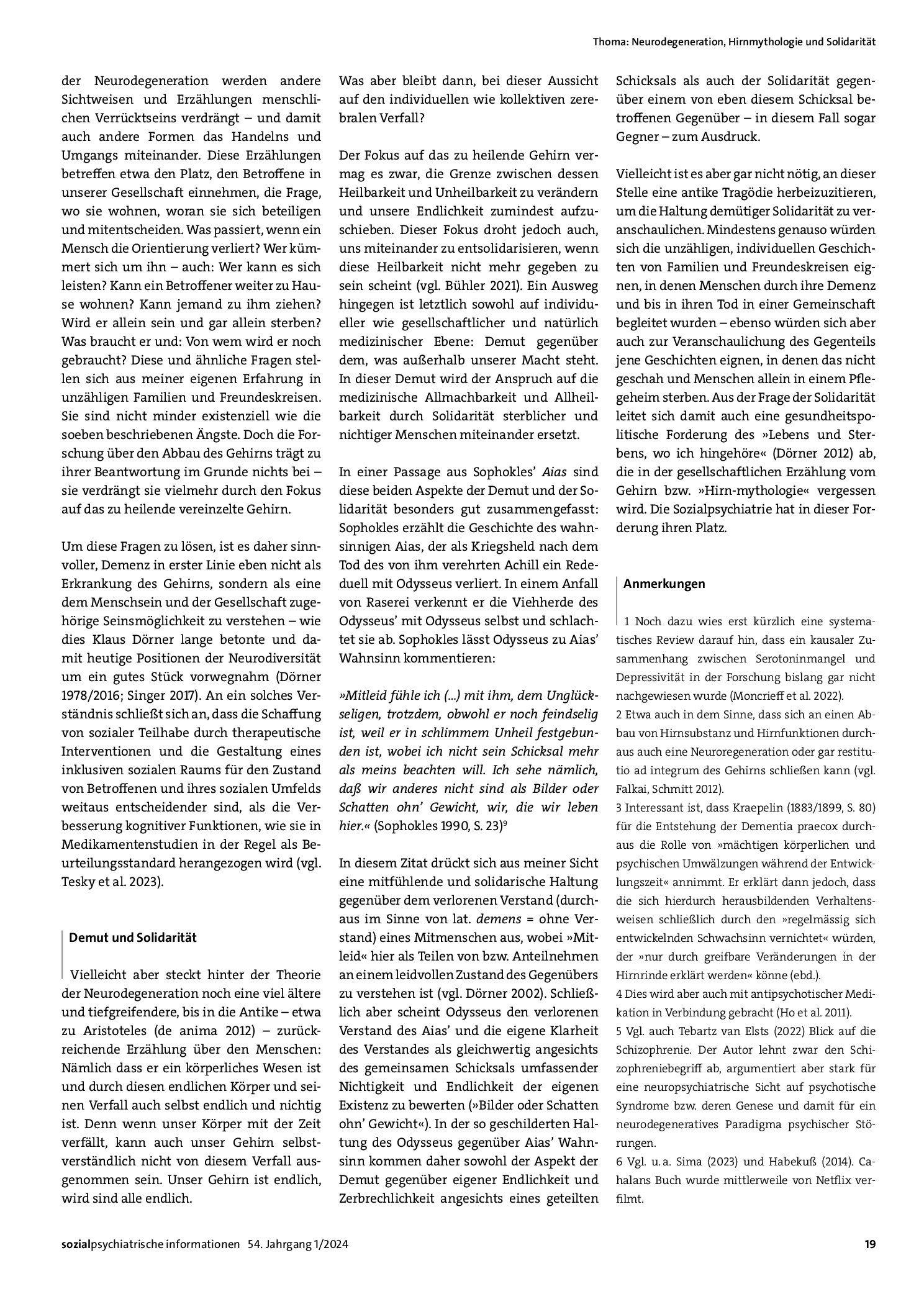 Vorschauseite 4: Neurodegeneration, Hirnmythologie und Solidarität