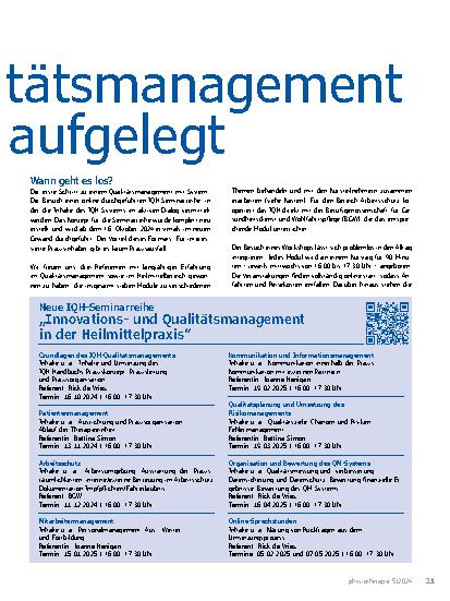 Vorschauseite 2: Qualitätsmanagement neu aufgelegt