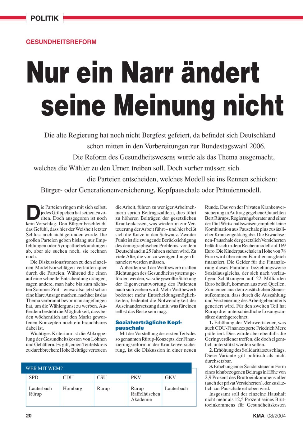 Vorschauseite 1: Nur ein Narr ändert seine Meinung nicht