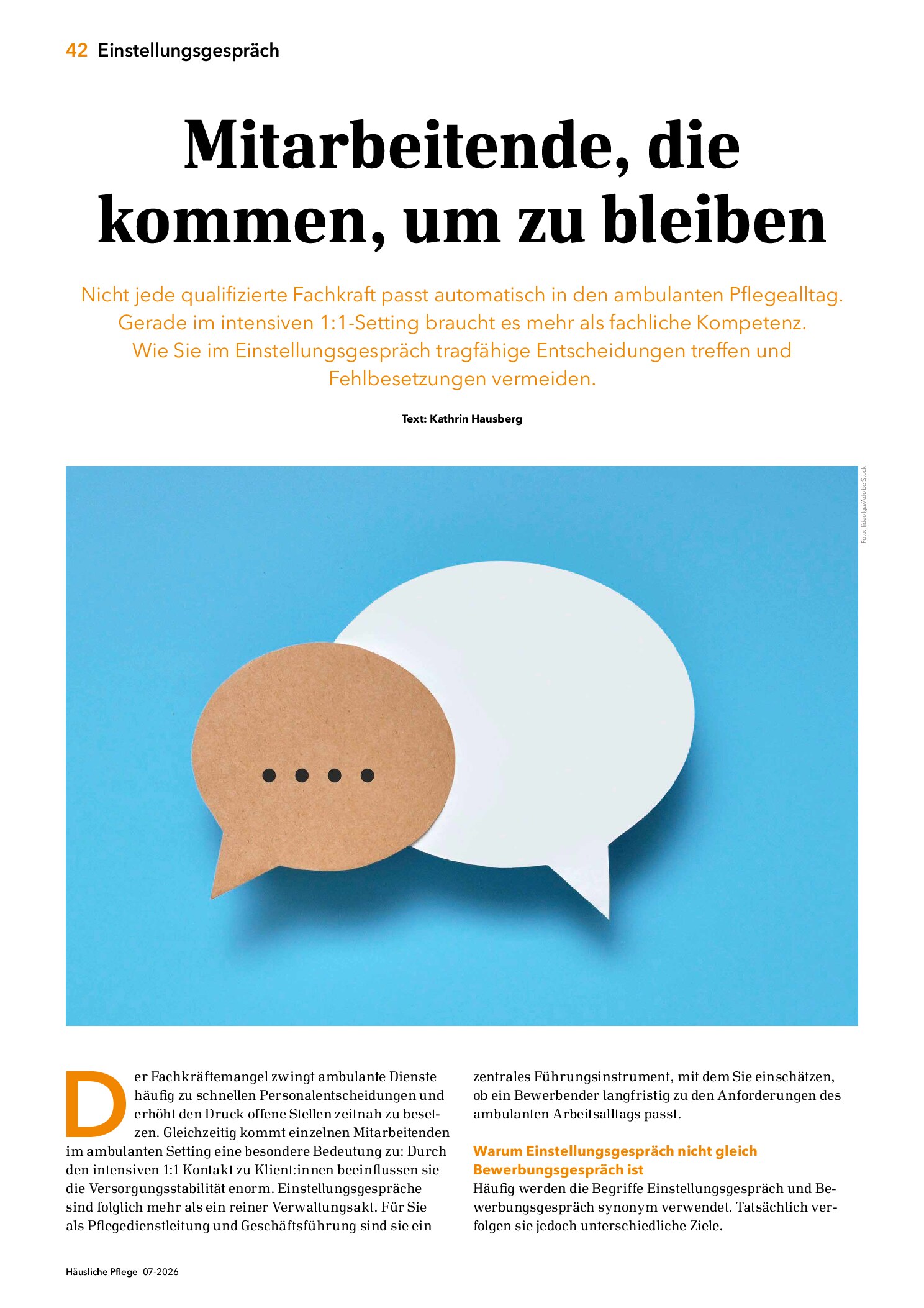 Vorschauseite 1: Mitarbeitende, die kommen, um zu bleiben