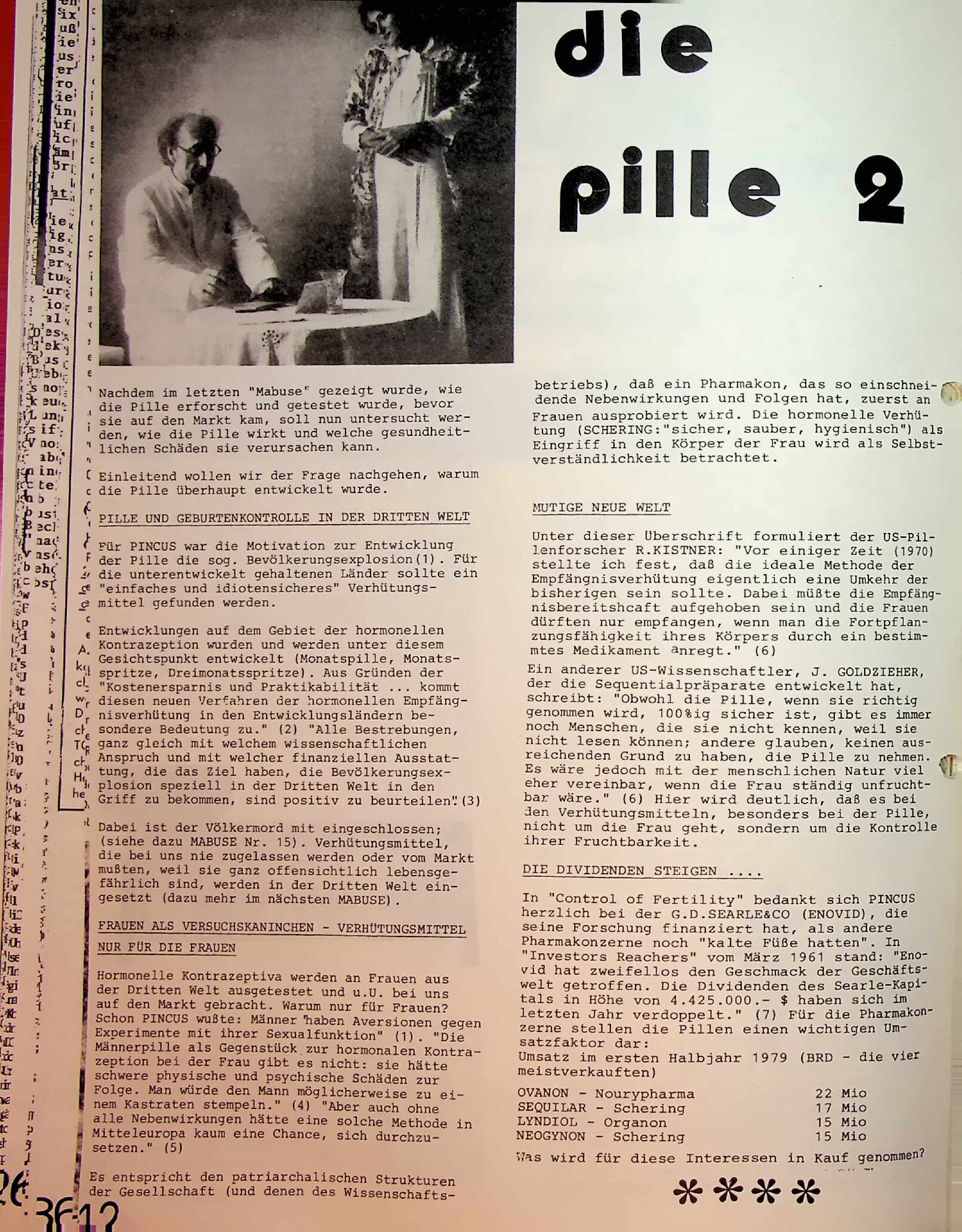 Vorschau: Die Pille und ihre Wirkungen / Risiken hormoneller Kontrazeptiva