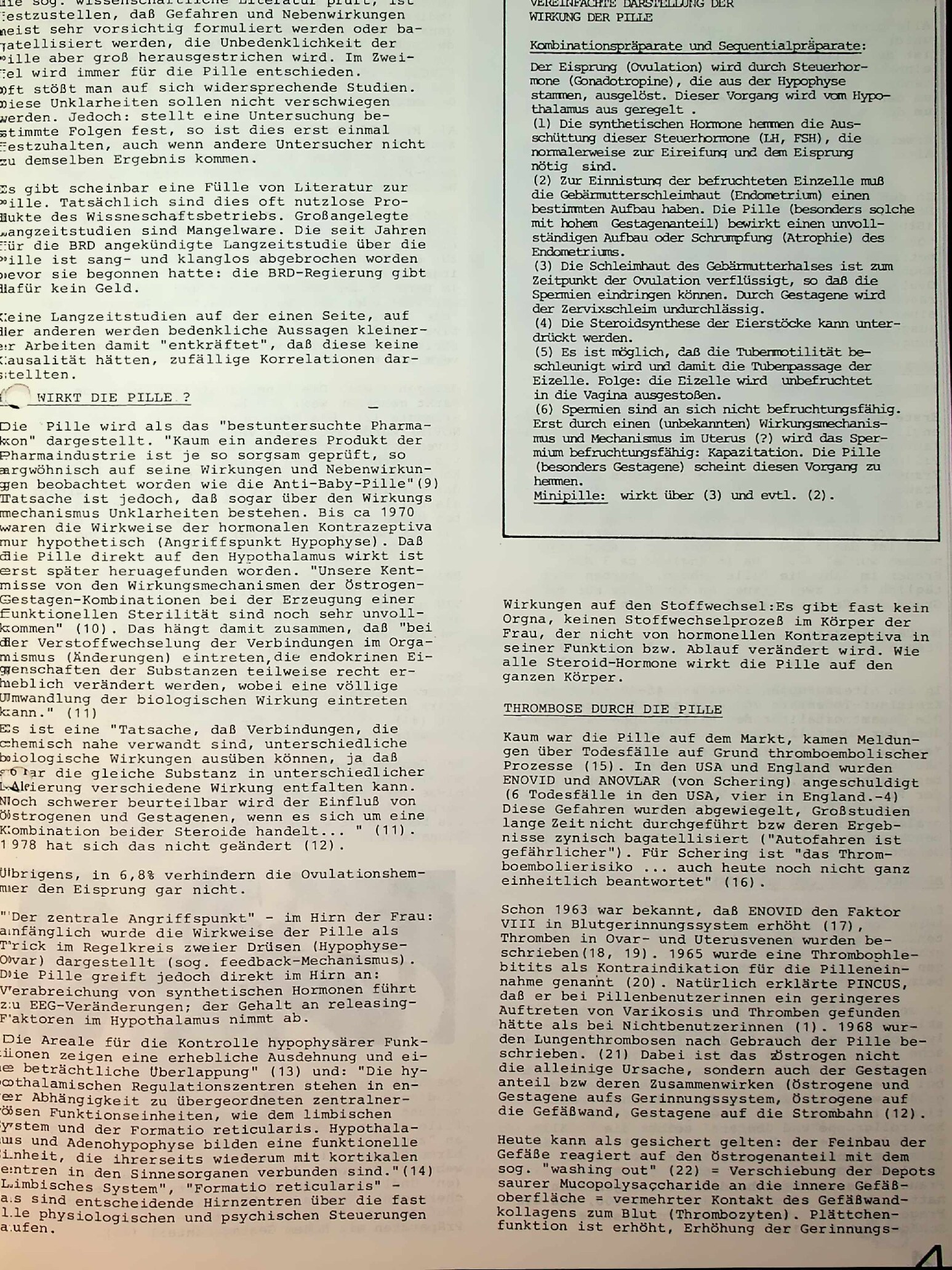 Vorschauseite 2: Die Pille und ihre Wirkungen / Risiken hormoneller Kontrazeptiva