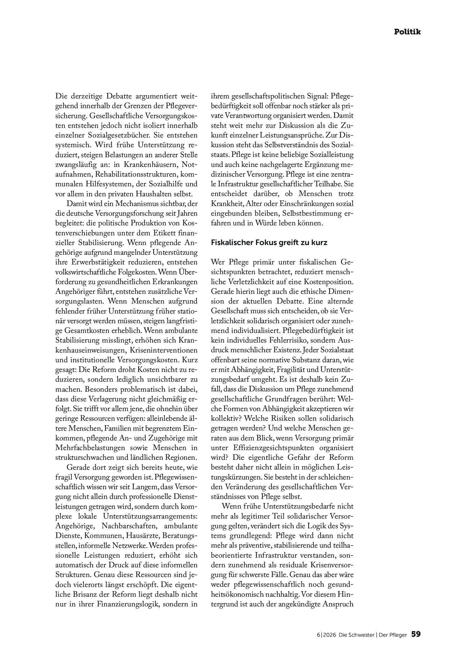 Vorschauseite 2: Die blinden Flecken der Pflegereform