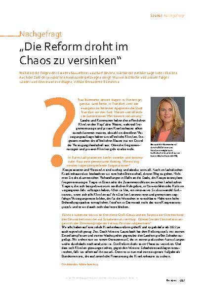 Vorschauseite 1: „Die Reform droht im Chaos zu versinken.“