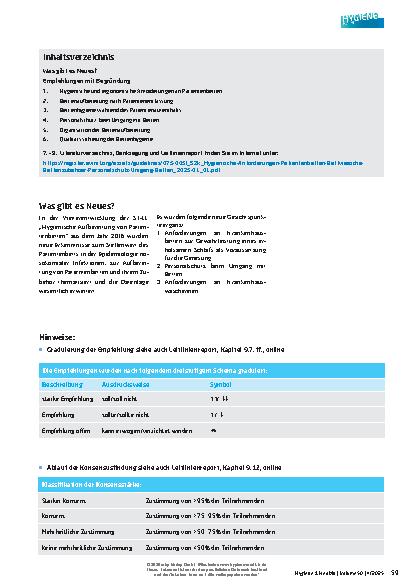 Vorschauseite 2: S2k-Leitlinie Hygienische Anforderungen an Patientenbetten, Bettwäsche, Bettenzubehör und an den Personalschutz beim Umgang mit Betten *