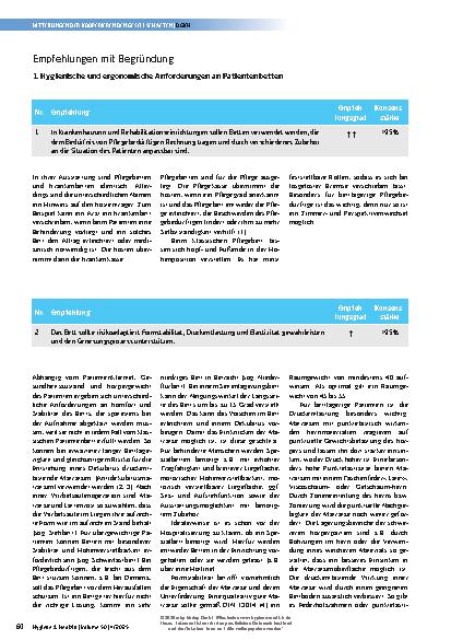 Vorschauseite 3: S2k-Leitlinie Hygienische Anforderungen an Patientenbetten, Bettwäsche, Bettenzubehör und an den Personalschutz beim Umgang mit Betten *