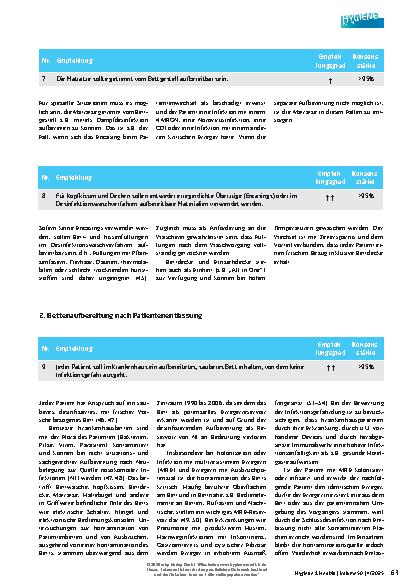 Vorschauseite 6: S2k-Leitlinie Hygienische Anforderungen an Patientenbetten, Bettwäsche, Bettenzubehör und an den Personalschutz beim Umgang mit Betten *