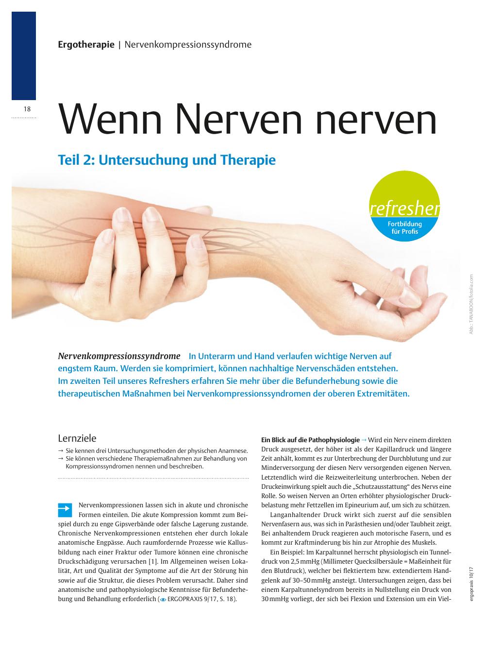 Vorschauseite 1: Nervenkompressionssyndrome ? Wenn Nerven nerven