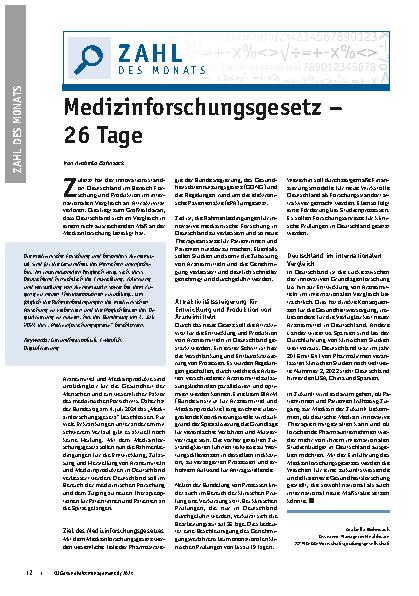 Vorschauseite 1: Medizinforschungsgesetz – 26 Tage