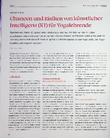 Vorschauseite 1: Chancen und Risiken von künstlicher Intelligenz (KI) für Yogalehrende