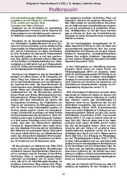 Vorschauseite 2: Zur Weiterentwicklung einer zukunftsgerichteten Lehrerbildung aller Heilberufe