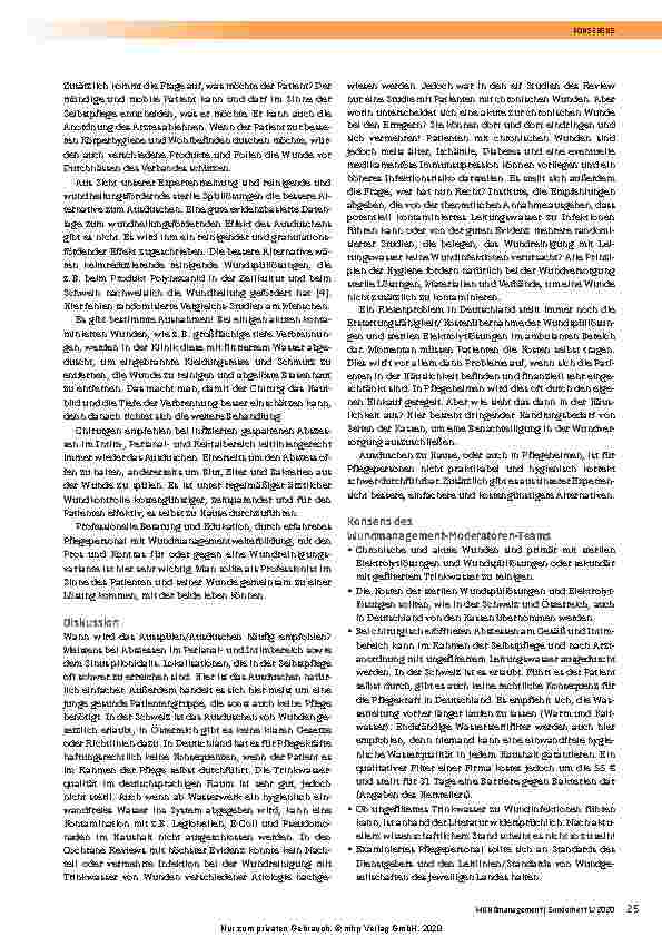 Vorschauseite 2: Übersichtsarbeit zum Thema hygienische und praktische Aspekte beim Ausduschen von Wunden