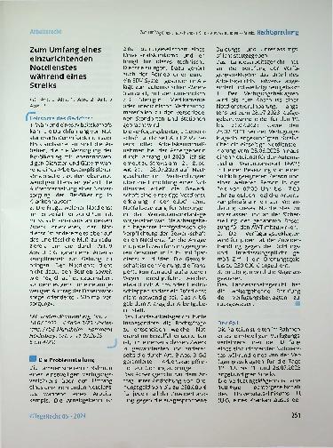 Vorschauseite 1: Zum Umfang eines einzurichtenden Notdienstes während eines Streiks