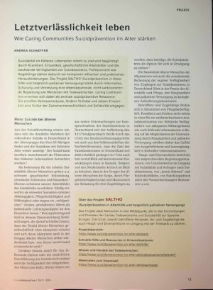 Vorschauseite 2: Letztverlässlichkeit leben. Wie Caring Communities Suizidprävention im Alter stärken