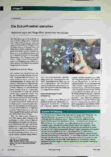 Vorschauseite 1: Die Zukunft selbst gestalten Digitalisierung in der Pflege öffnet spannende Berufsbilder